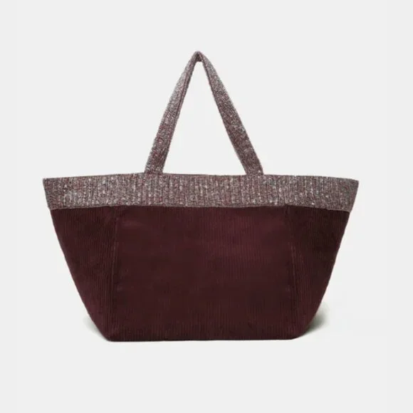 Maroon Statement Corduroy Tote - NWT - Picture 3 of 6